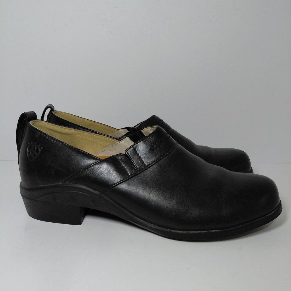 ARIAT Paddock Sport Clog Mules Shoes Black Leather Slip On Women's Size 8B